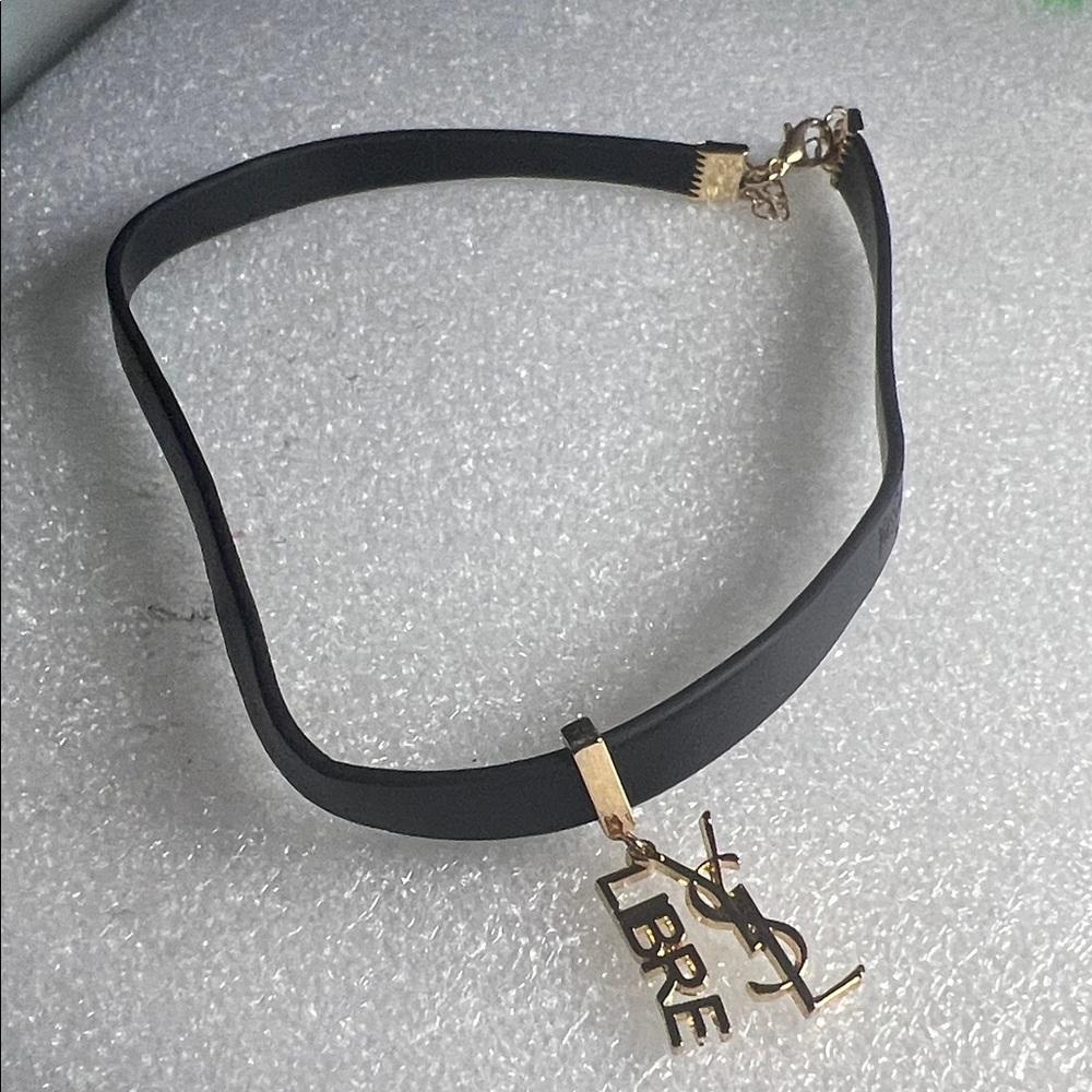 New! Yves Saint Laurent Black and Gold Leather Choker or Bracelet! - Picture 5 of 7